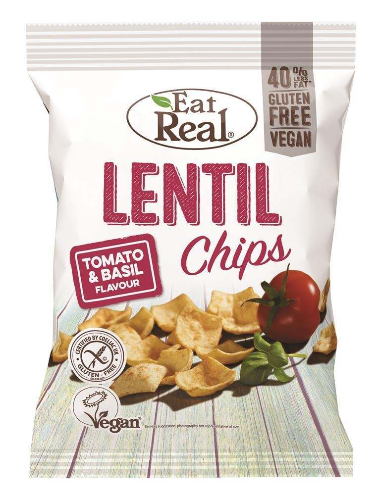 Eat Real Lentil Tomato & Basil Chips 40g - Pack of 6
