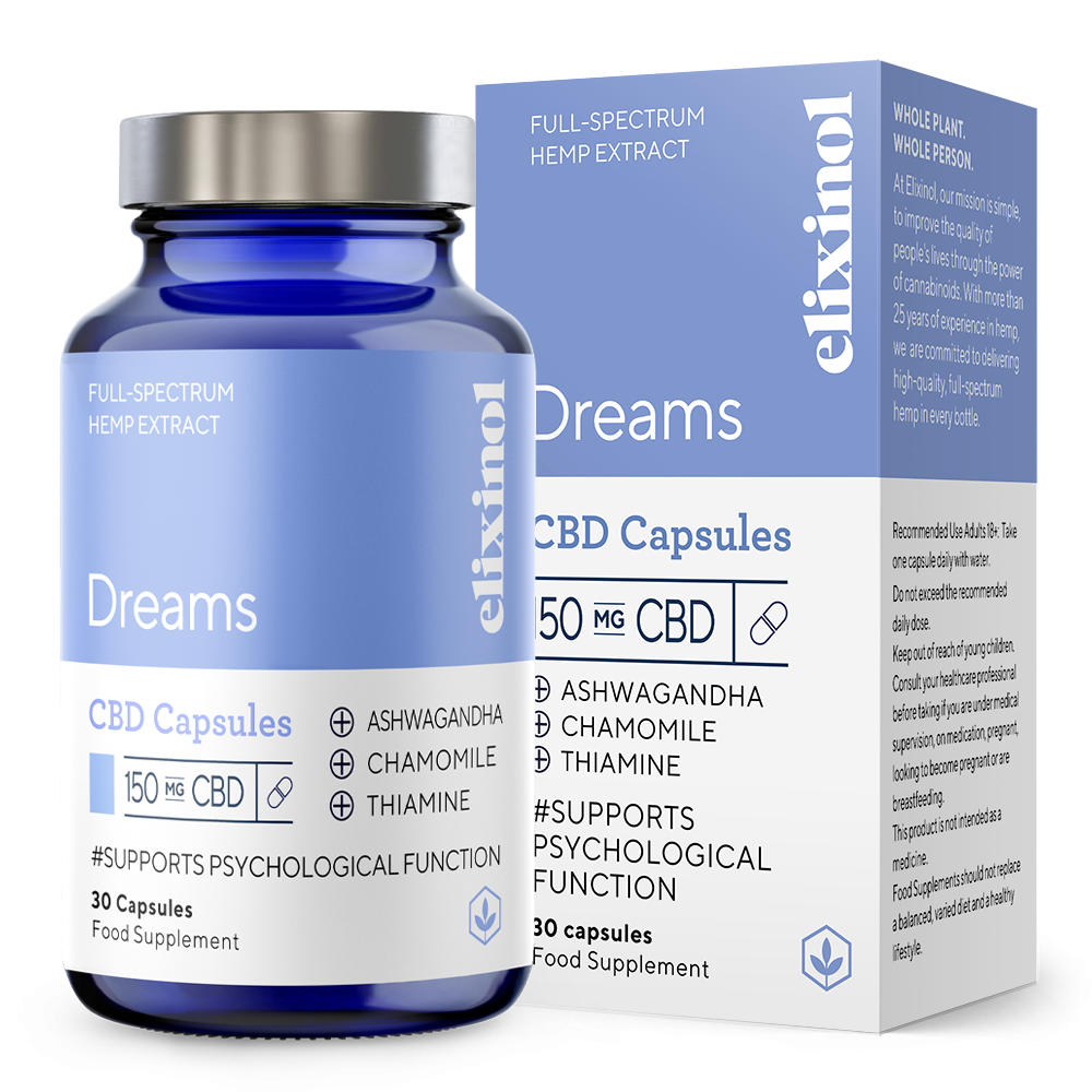 Elixinol Dreams 150mg Powdered CBD - 30 Capsules