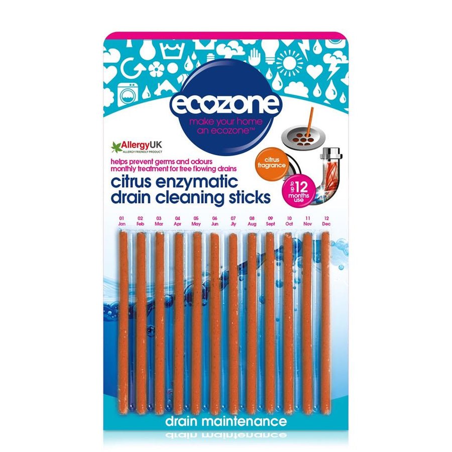 Ecozone Citrus Enzymatic Drain Cleaning Stick - 12 Sticks