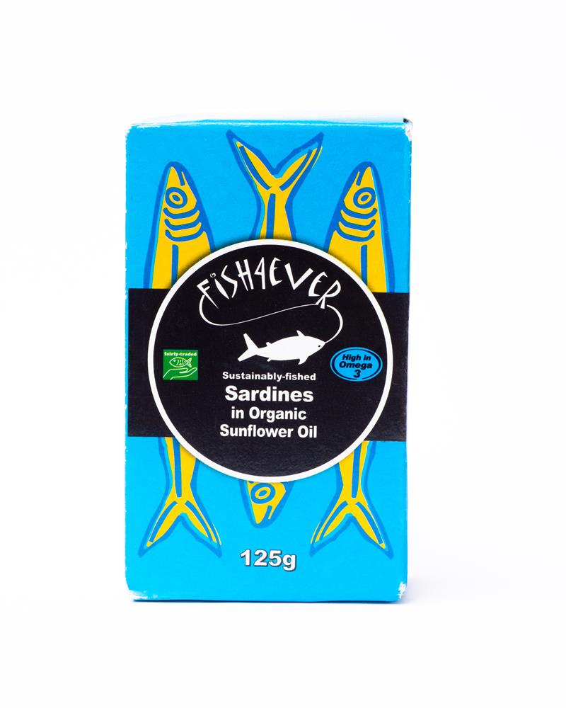Fish4Ever Whole Sardines in Organic Sunflower Oil 125g - Pack of 2