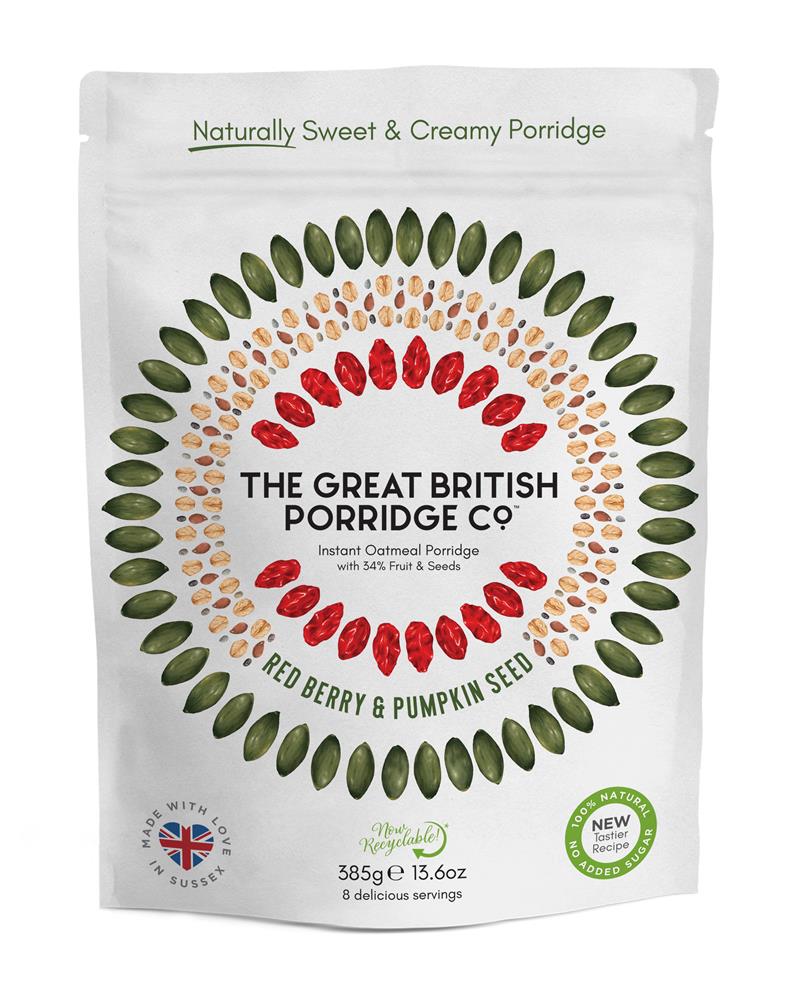 The Great British Porridge Co. Red Berry & Pumpkin Seed Porridge 385g
