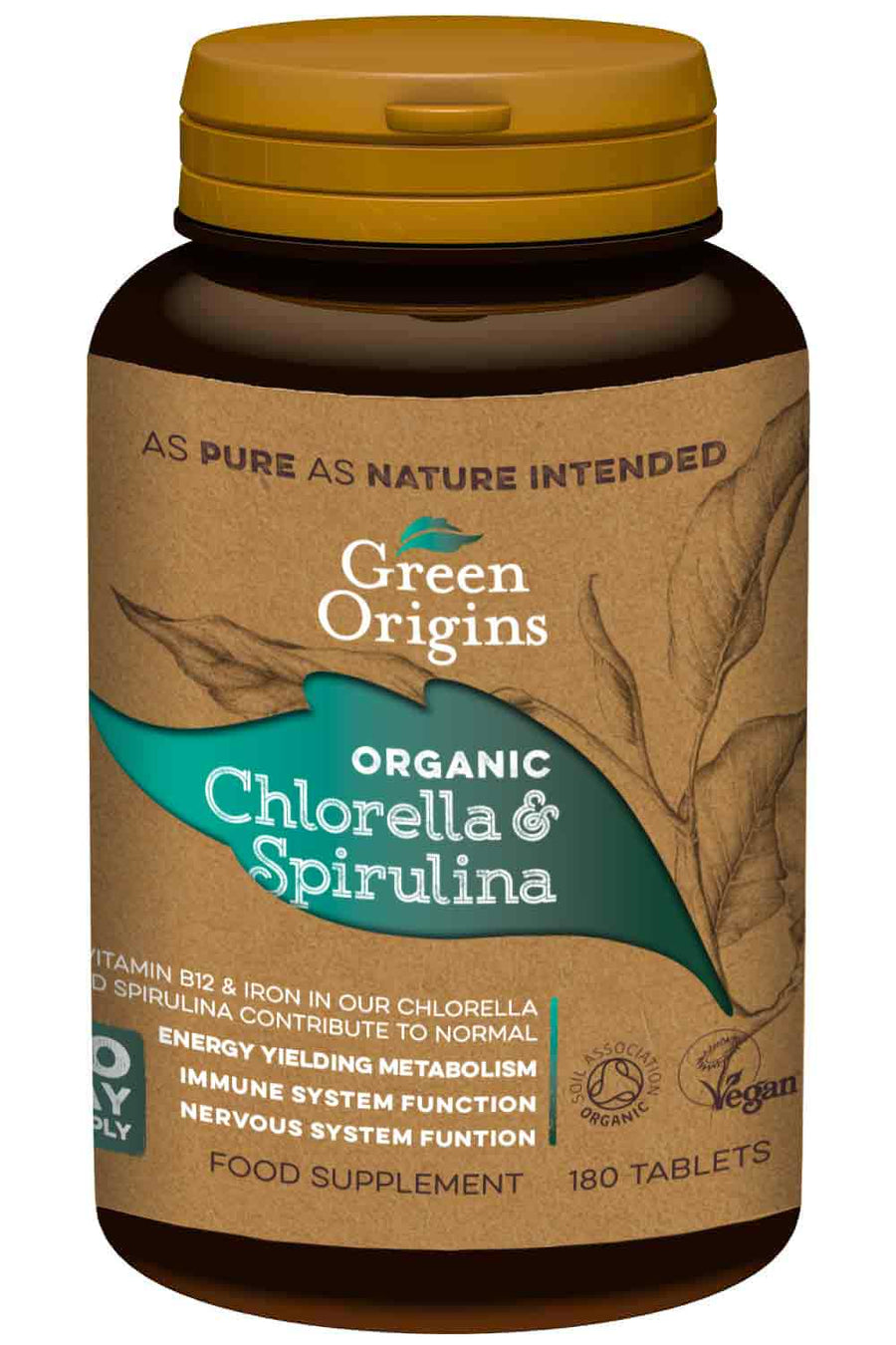 Green Origins Organic Chlorella & Spirulina 500mg 180 Tablets
