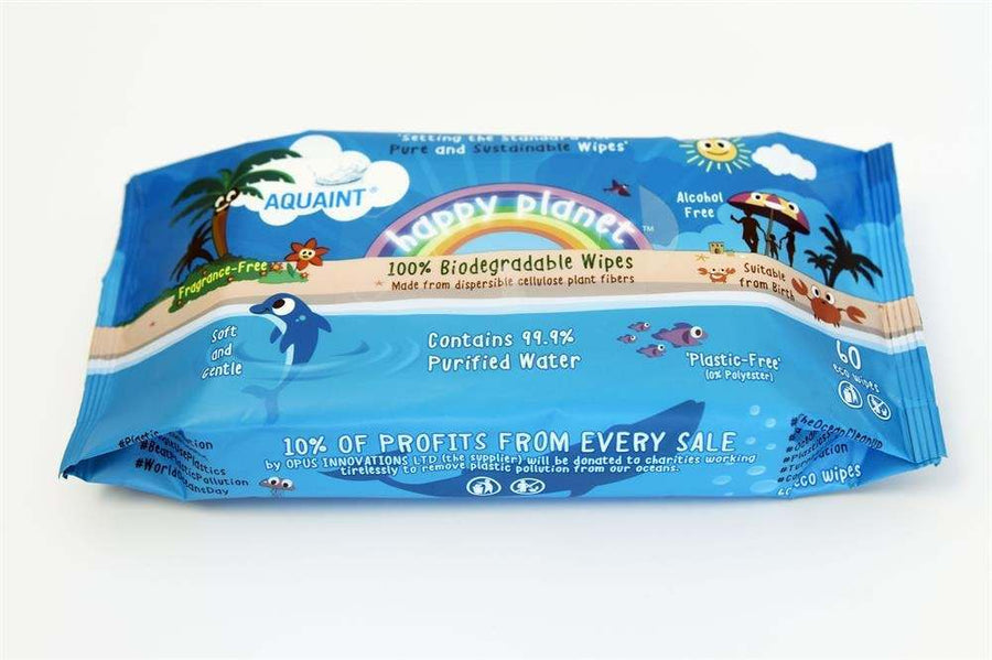 Happy Planet 100% Biodegradable Water Wipes - 60 Wipes