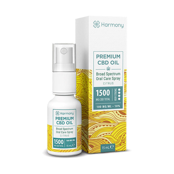 Harmony Premium CBD Oil Broad Spectrum Oral Care Spray Citrus 15ml