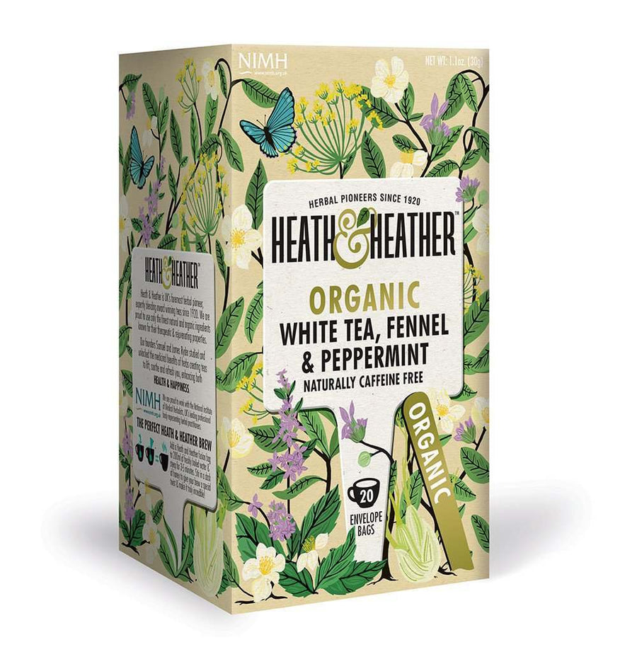 Heath & Heather Organic White Tea Fennel & Peppermint 20 Bags