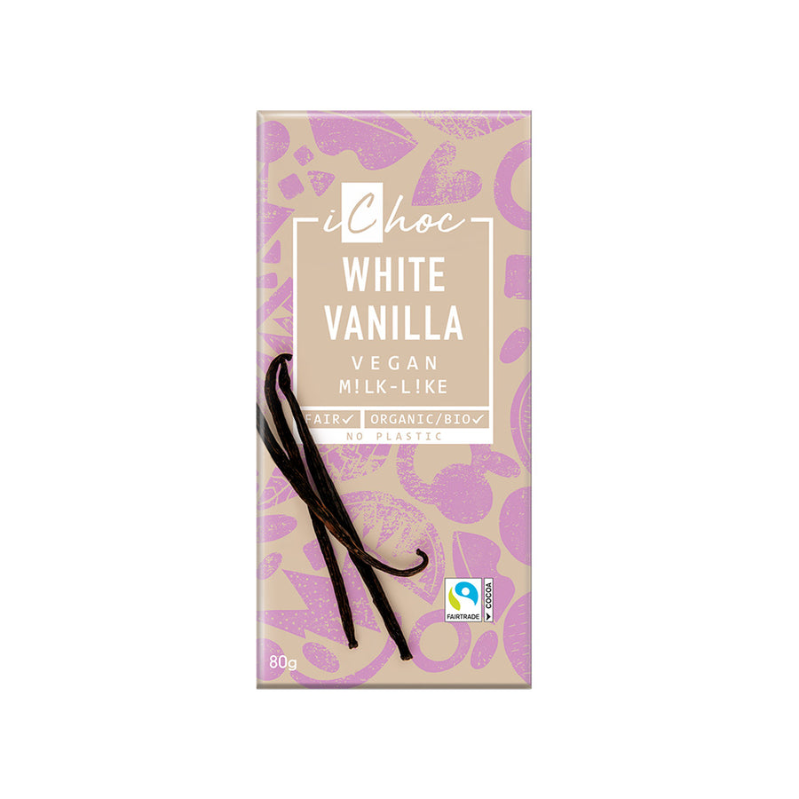 iChoc White Vanilla Vegan Rice Chocolate 80g - Pack of 5