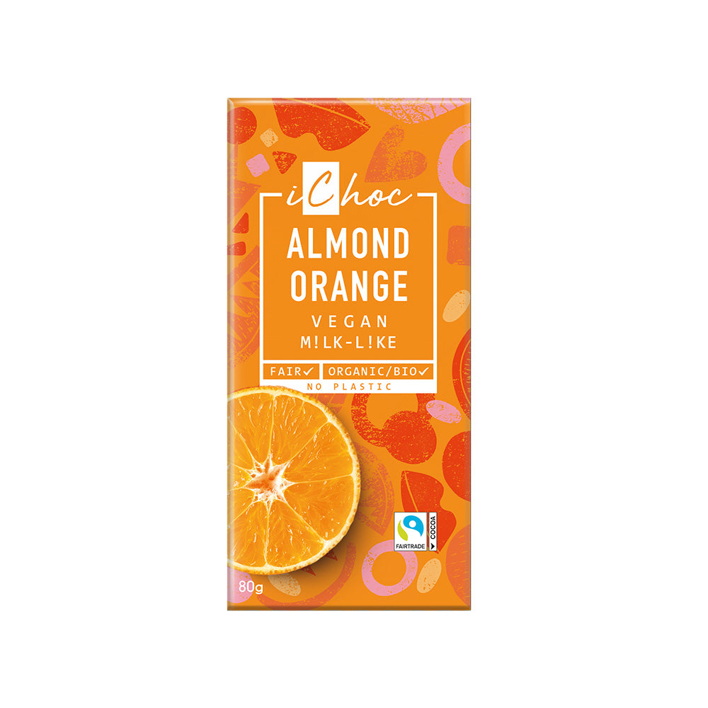 iChoc Almond & Orange Vegan Rice Chocolate 80g - Pack of 5