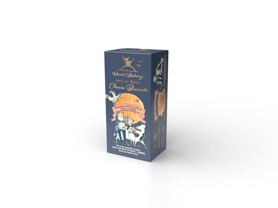 Island Bakery Isle of Mull Harissa with Chilli & Cumin Cheese Biscuits 100g - Pack of  4