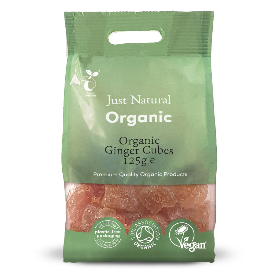 Just Natural Organic Ginger Candied Cubes 125g