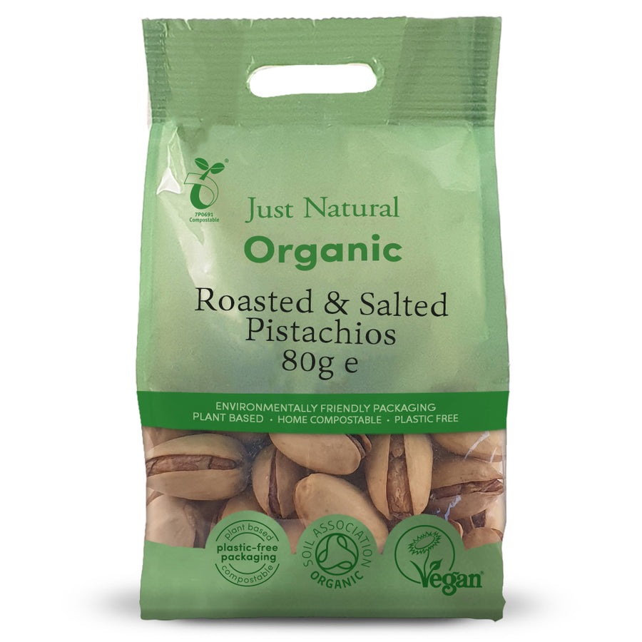Just Natural Organic Roasted & Salted Pistachios in Shell 80g