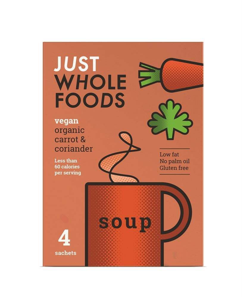Just Wholefoods Organic Vegan Carrot & Coriander Soup - 4 Sachets