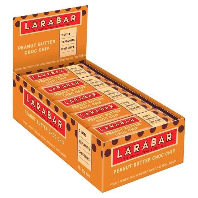 Larabar Gluten Free Peanut Butter Choc Chip Snack Bar - Pack of 16