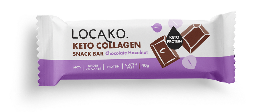 Locako Keto Collagen Chocolate Hazelnut Snack Bar 40g - Pack of 15