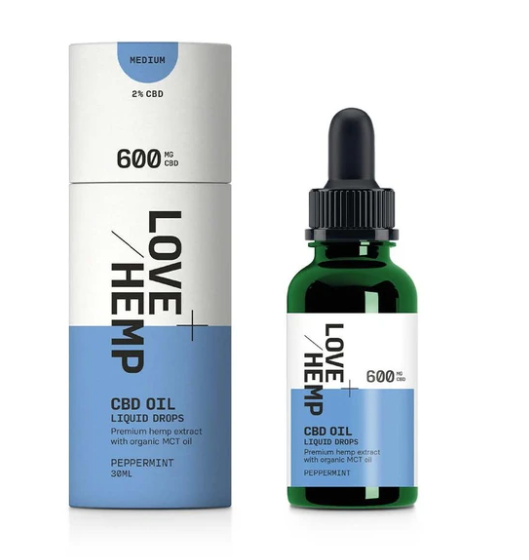 Love Hemp Peppermint 600mg CBD Liquid Oral Oil Drops 30ml