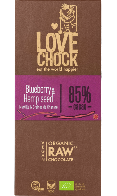 Lovechock Organic Raw Blueberry & Hemp Chocolate 70g
