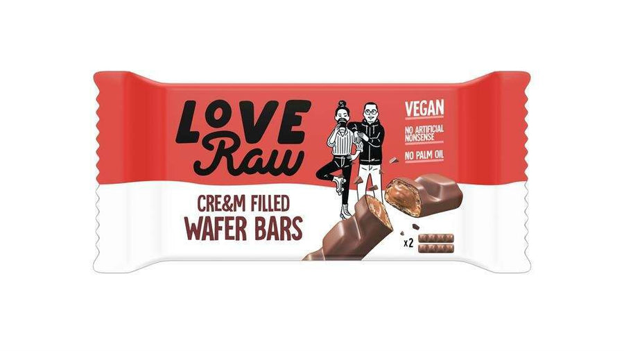 LoveRaw Vegan Cream Filled Wafer Bar - Case of 12