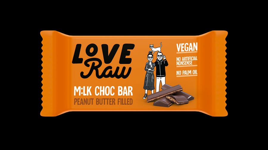 LoveRaw Peanut Butter M:lk Chocolate Bar 30g - Case of 18