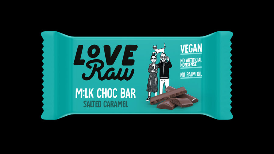 LoveRaw Salted Caramel M:lk Chocolate Bar 30g - Case of 18