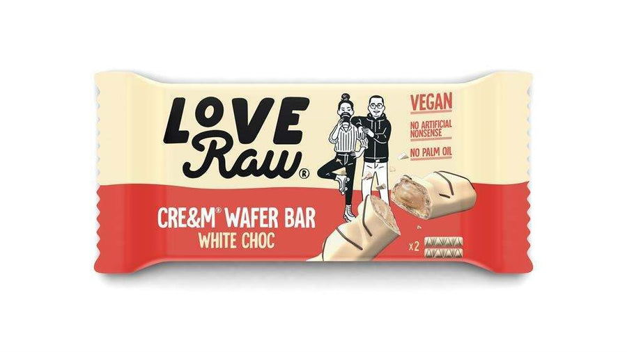 LoveRaw White Chocolate Cream Wafer Bar - Case of 12