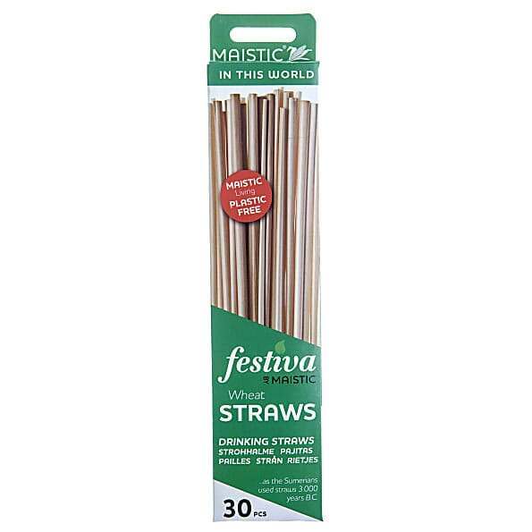 Maistic Natural Drinking Wheat Straws - 30 Per Pack
