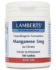Lamberts Manganese 5mg 100 Tablets