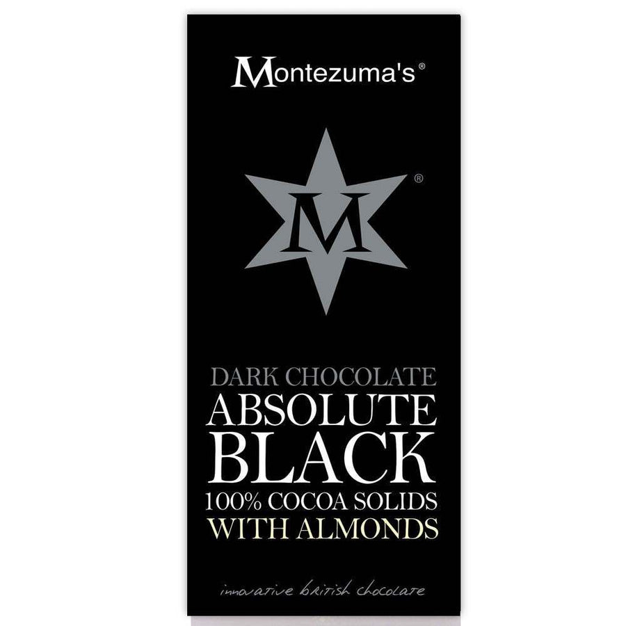 Montezumas Absolute Black 100% Cocoa with Almonds 100g - Pack of 4