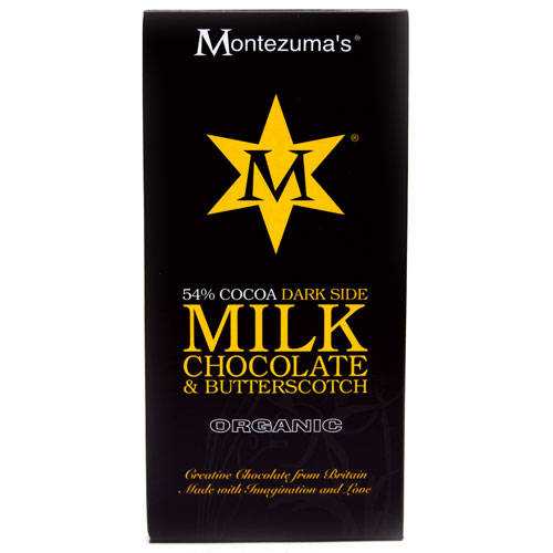 Montezumas Organic 54% Cocoa Milk Chocolate & Butterscotch Bar 100g - Pack of 4