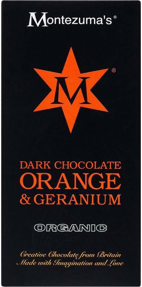 Montezuma's Organic Dark Chocolate Orange & Geranium Bar 100g - Pack of 4