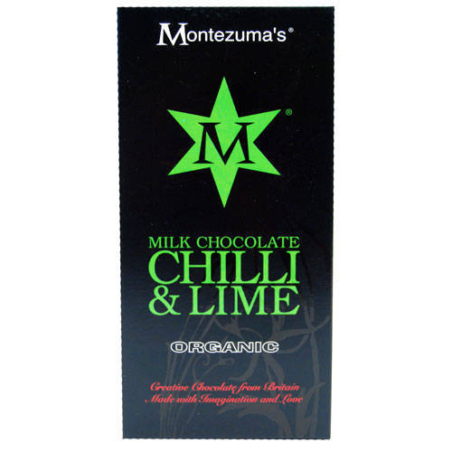 Montezuma's Organic Milk Chocolate Chilli & Lime Bar 100g - Pack of 4