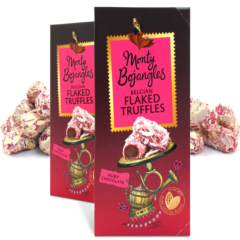 Monty Bojangles Belgian Ruby Chocolate Flaked Truffles 100g