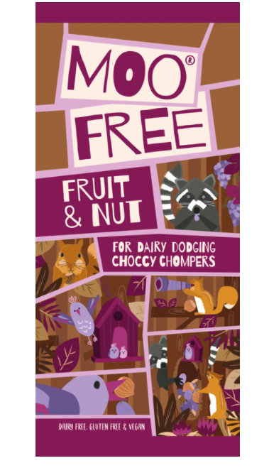 Moo Free Everyday Dairy Free Fruit & Nut Chocolate Bar 80g - Pack of 4
