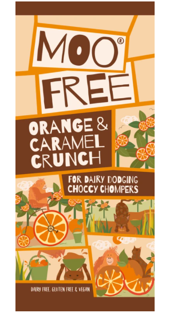Moo Free Everyday Dairy Free Orange & Caramel Chocolate Bar 80g - Pack of 4