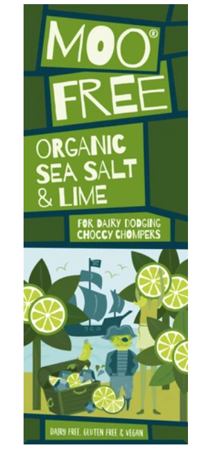 Moo Free Sea Salt & Lime Cocoa Bar 80g - Pack of 4