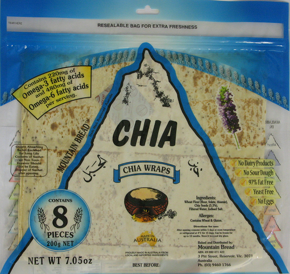 Mountain Bread Chia Seed Wraps 200g