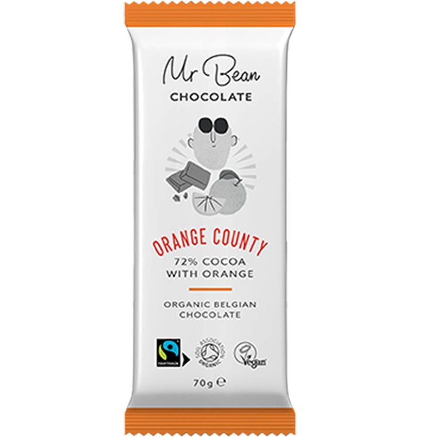 Mr Bean Organic 72% Dark Belgian Chocolate with Orange 70g