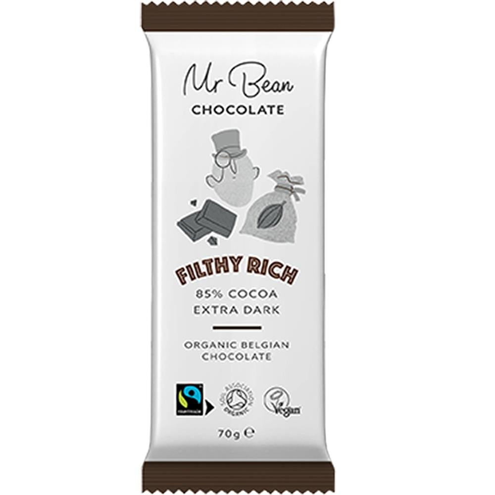 Mr Bean Organic 85% Extra Dark Belgian Chocolate 70g