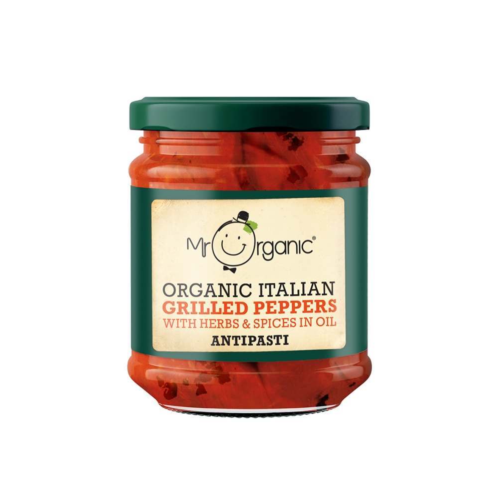 Mr Organic Italian Grilled Red Peppers Antipasti 190g