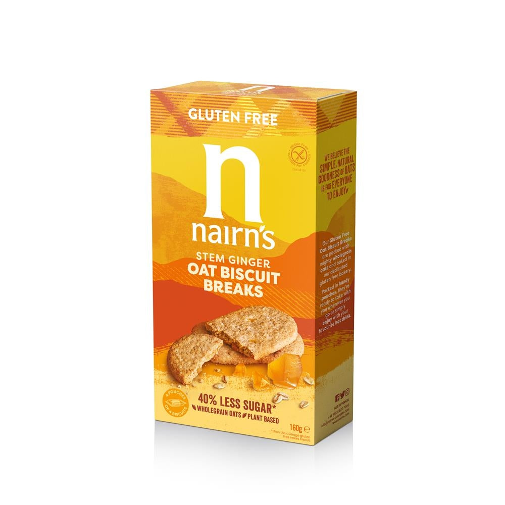 Nairn's Gluten Free Oat & Stem Ginger Biscuit Breaks 160g