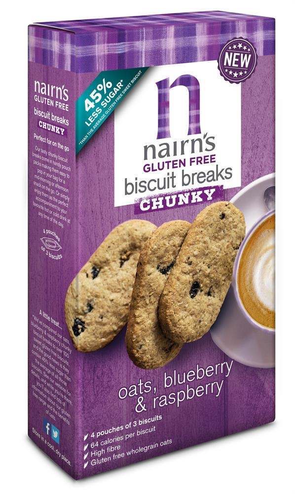 Nairn's Gluten Free Oats, Blueberry & Raspberry Chunky Biscuit Break 160g