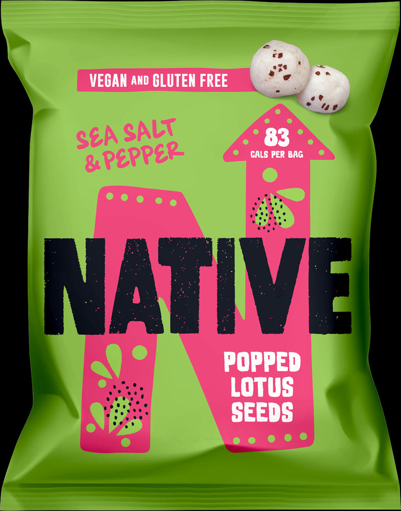 Native Snacks Popped Lotus Seeds - Sea Salt & Pepper 20g - Case of 16