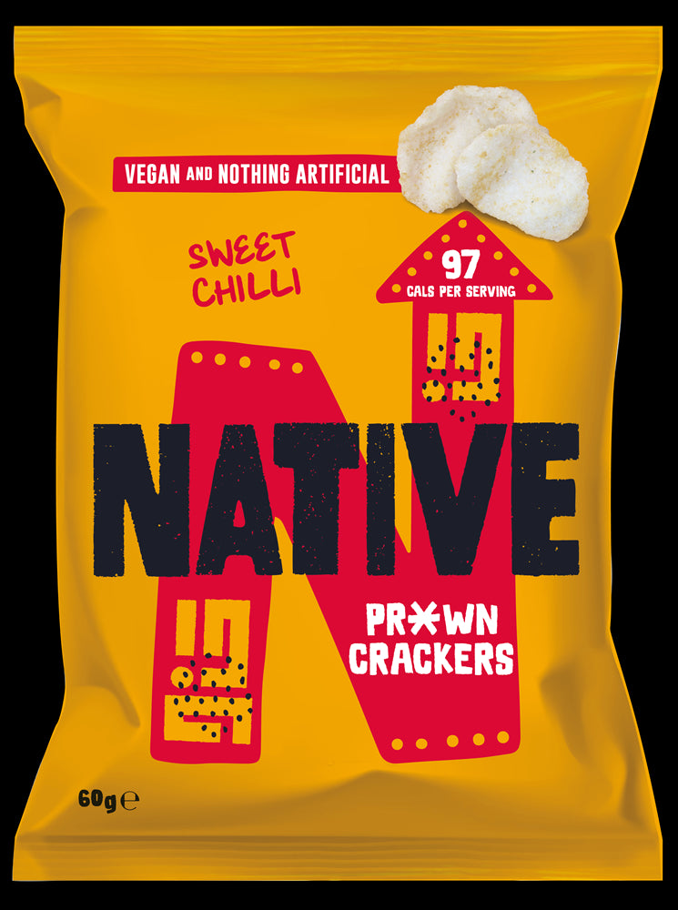 Native Snacks Vegan Pr*wn Crackers - Sweet Chilli 60g - Case of 12