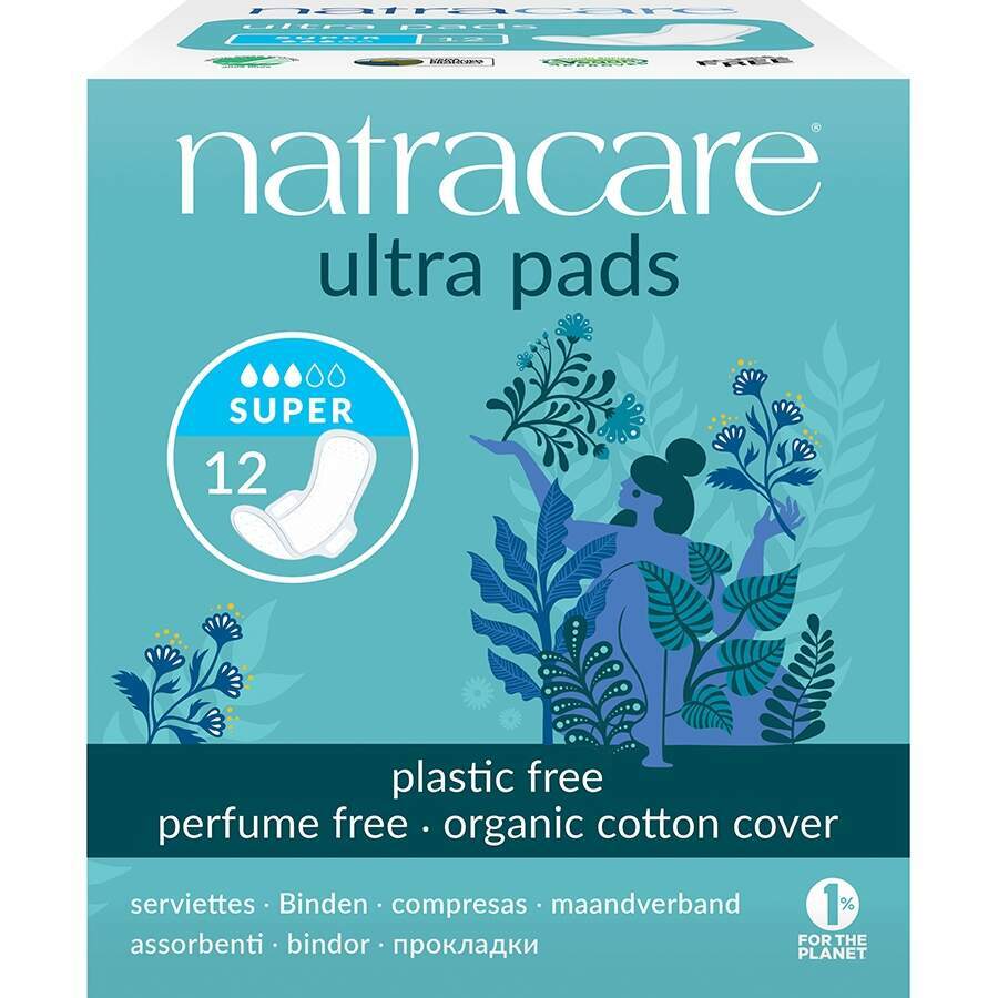 Natracare Ultra Pads Super with Wings - Pack of 12
