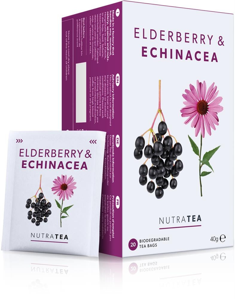 NutraTea - Elderberry & Echinacea Tea - 20 Tea Bags - Pack of 2
