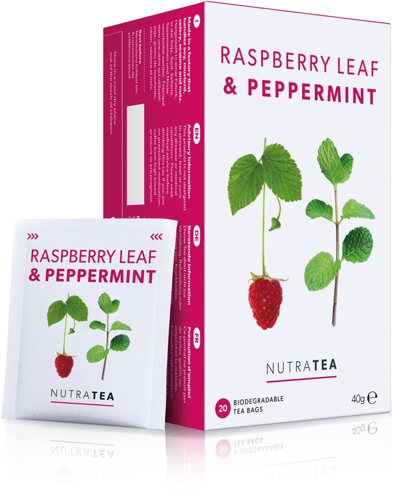 NutraTea - Raspberry Leaf & Peppermint Tea - 20 Tea Bags - Pack of 2