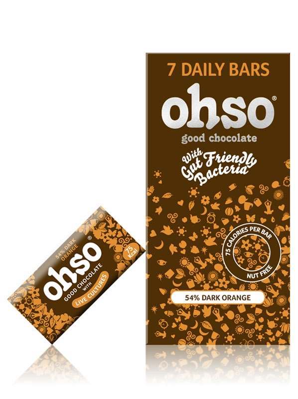 Ohso Dark 54% Orange Probiotic Chocolate - 7 Bars