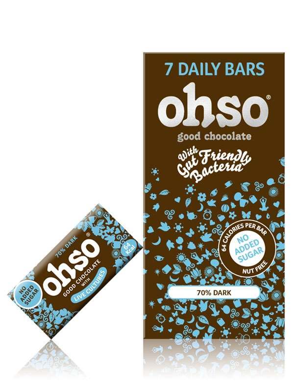 Ohso Dark 70% No Added Sugar Probiotic Chocolate - 7 Bars