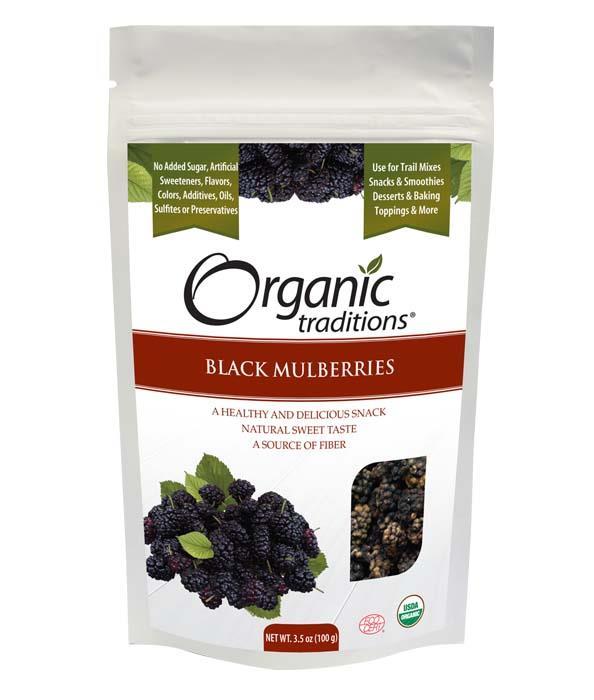 Organic Traditions Gluten Free Black Mulberries 100g