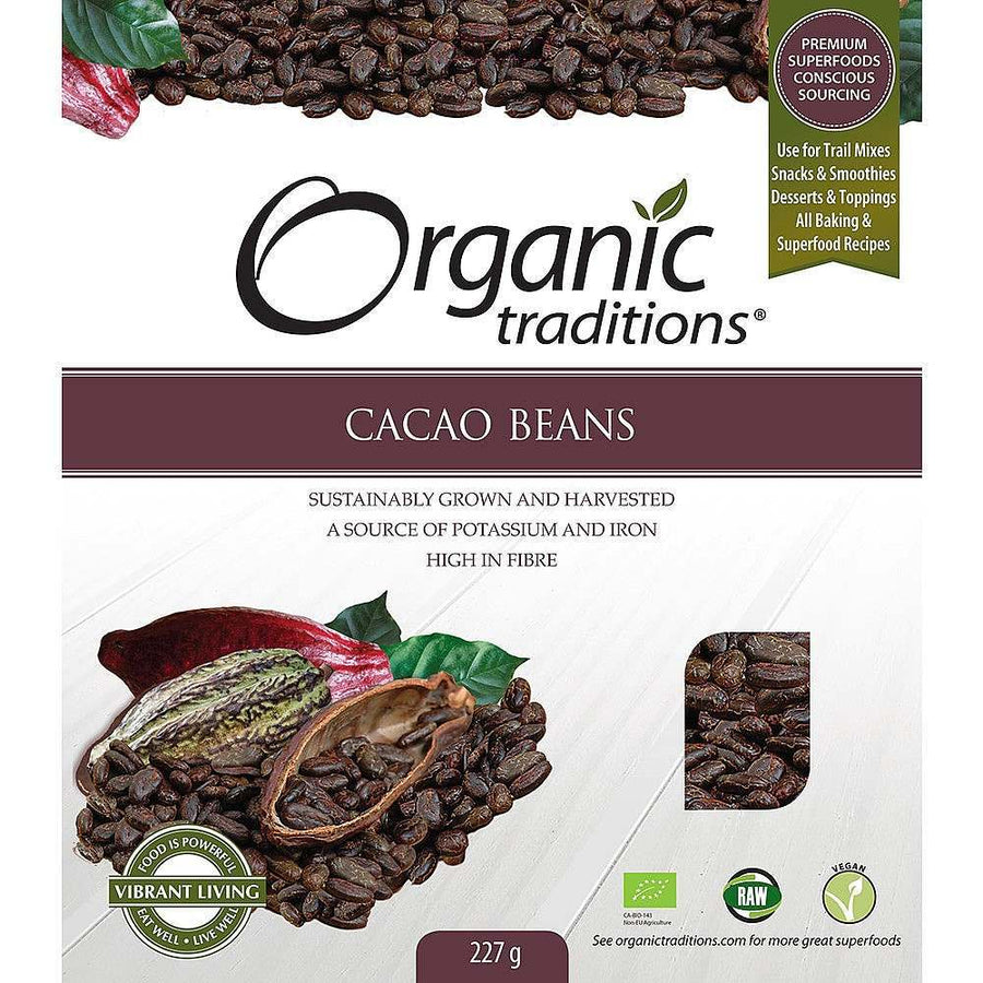 Organic Traditions Gluten Free Cacao Beans 227g