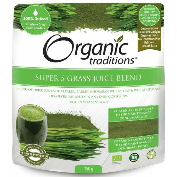 Organic Traditions Organic Super 5 Grass Juice Blend 150g