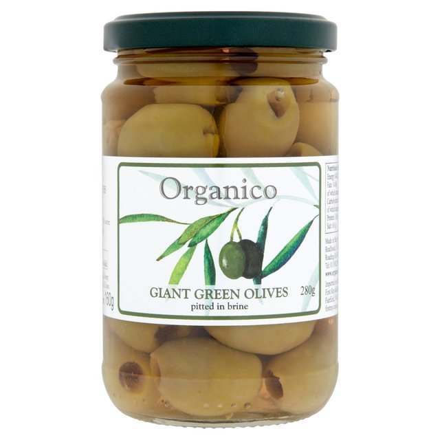 Organico Giant Pitted Green Olives in Brine 280g